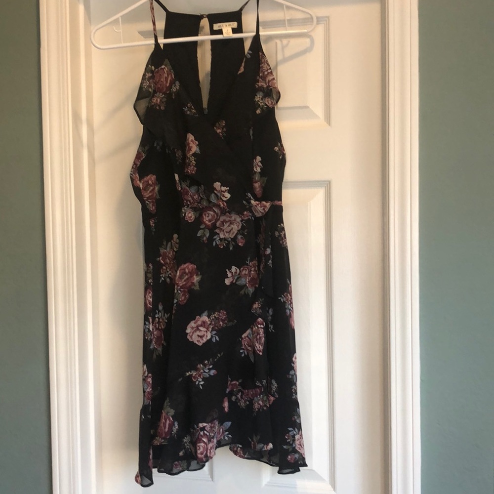 Black, Floral Print Dress